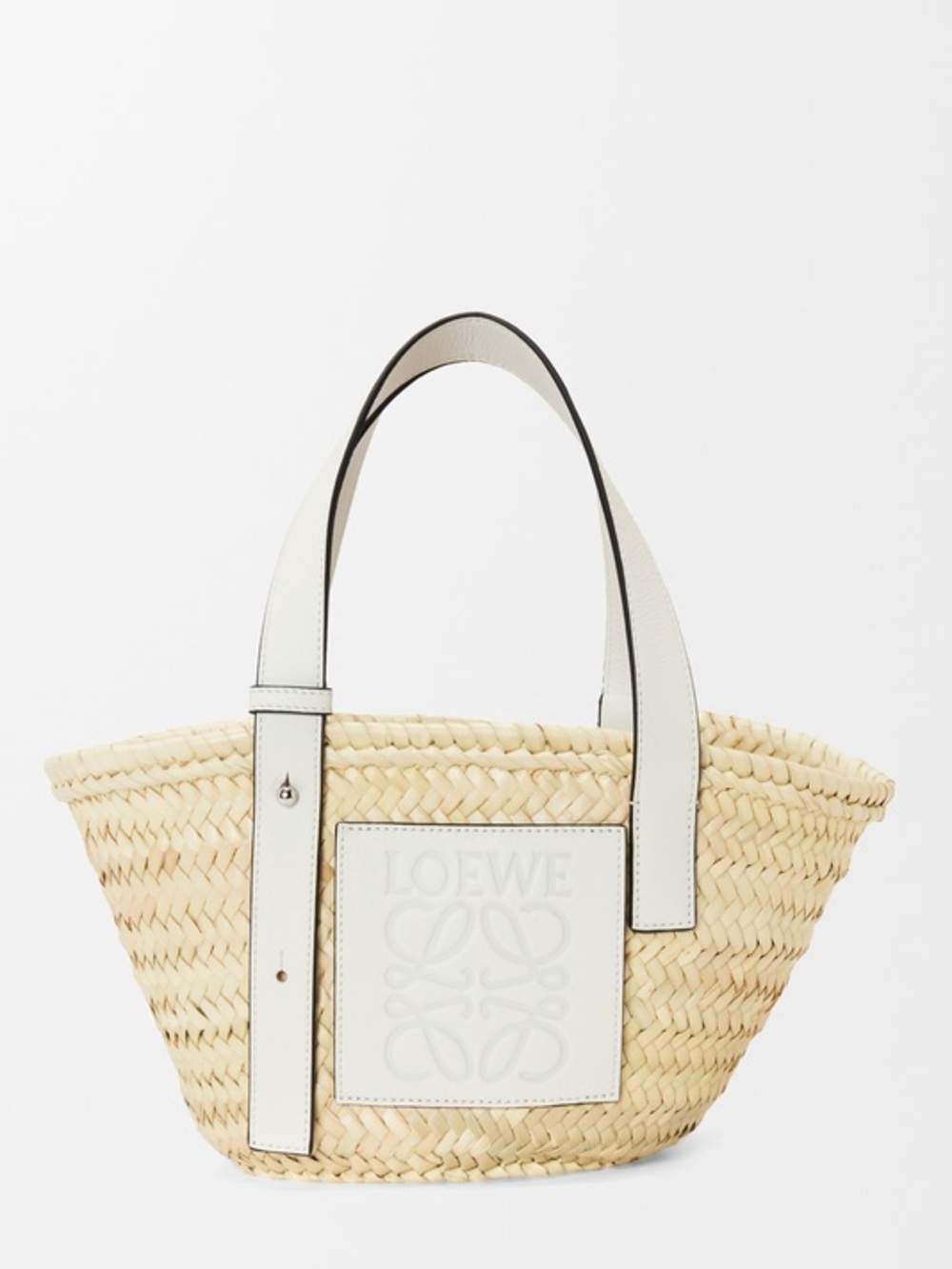 Loewe Cream Straw Tote with White Leather Trim